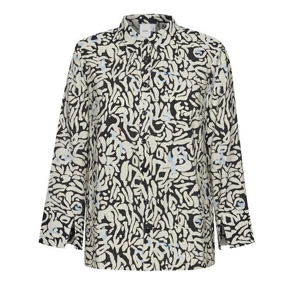 ICHI Jepia Pattern Button Down Shirt S - Picture 2 of 9